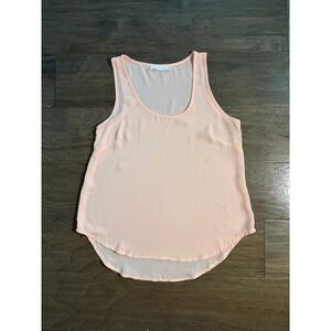 Lush Peach Chiffon High Low Double Layer‎ Tank Top Womens XS Scoop Neck Pink